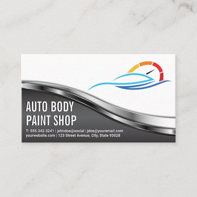 Auto Body Shop | Car Service Logo Business Card (Front)