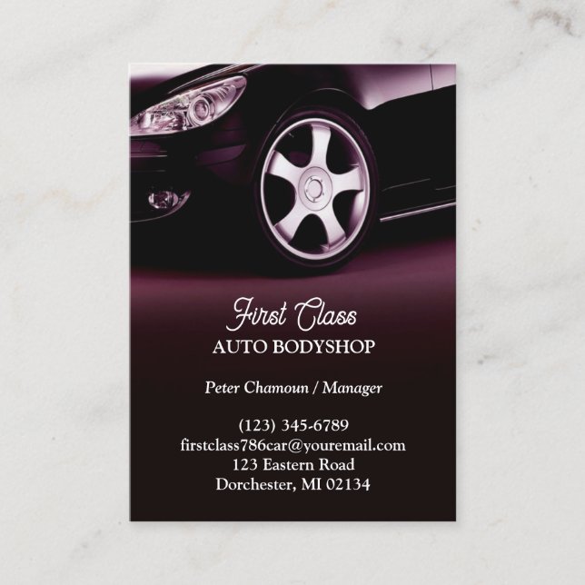Auto Body Shop Chubby Business Card (Front)