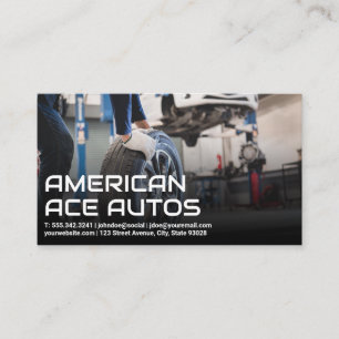 Auto Body Shop Mechanic Rolling Tire Business Card