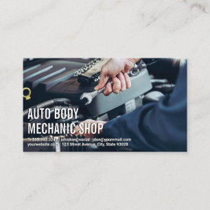 Auto Body Shop   Mechanic Working Business Card