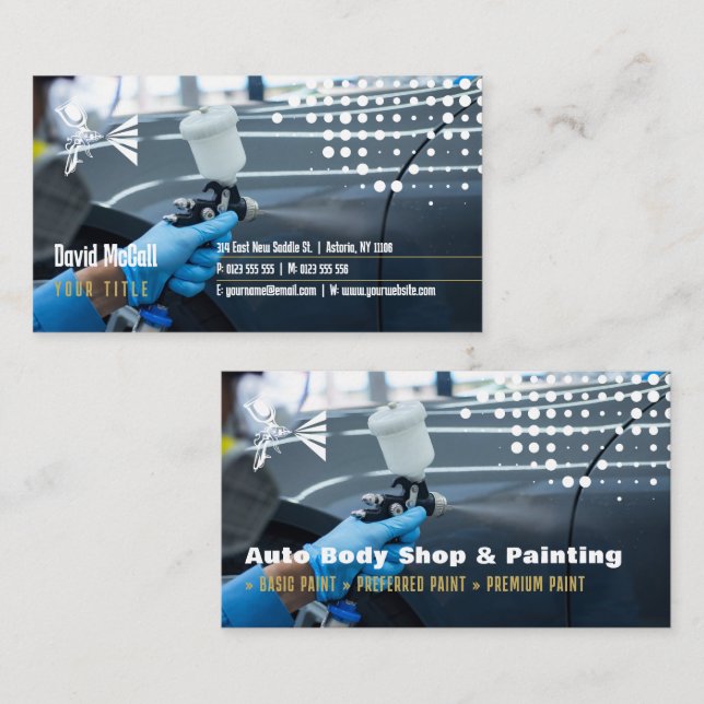 Auto Body Shop & Painting | Paint Sprayer Business Business Card (Front/Back)