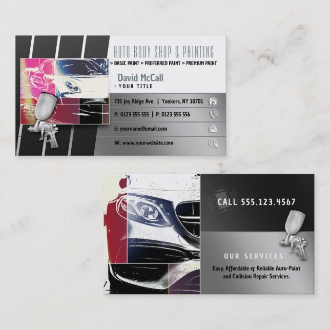 Auto Body Shop & Painting | Paint Sprayer Business Card (Front/Back)