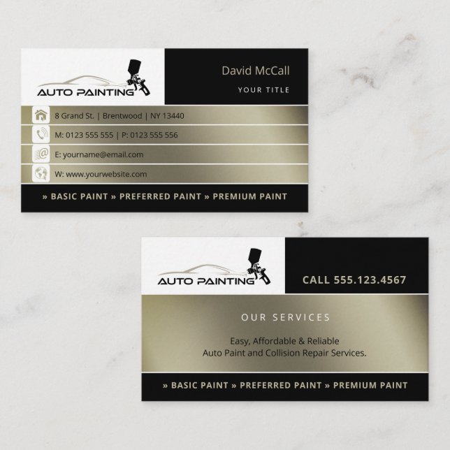 Auto Body Shop & Painting | Paint Sprayer Business Card (Front/Back)