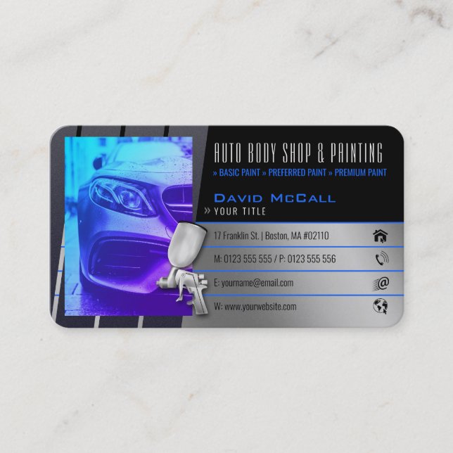 Auto Body Shop & Painting | Paint Sprayer Business Card (Front)