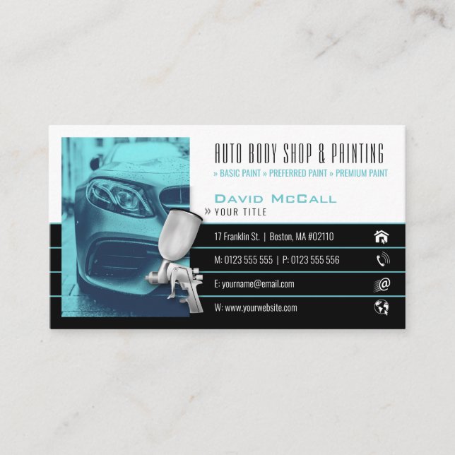 Auto Body Shop & Painting | Paint Sprayer Business Card (Front)