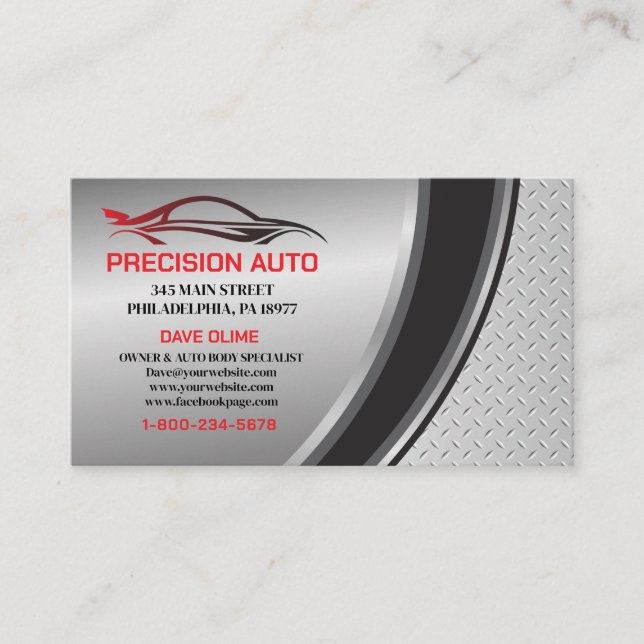 Auto Body Work Custom Car Paint Detailing Collison Business Card (Front)