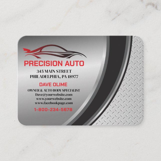 Auto Body Work Custom Car Paint Detailing Collison Business Card (Front)