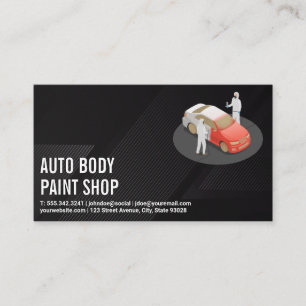 Auto Body Workers Painting Car Business Card