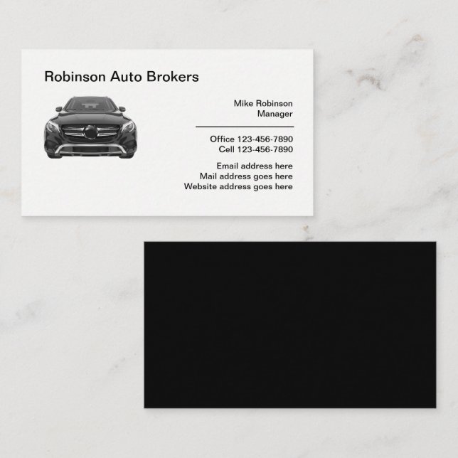 Auto Broker Professional Automotive  Business Card (Front/Back)