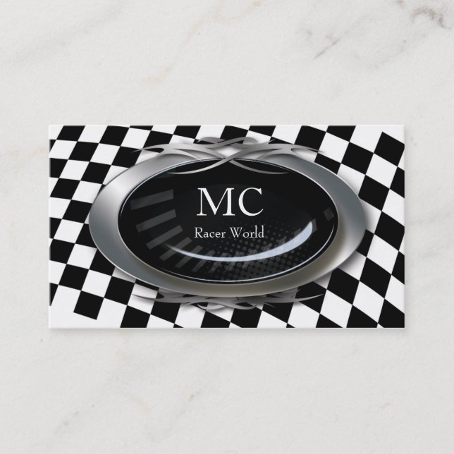 Auto Business Card Mechanic Racing Flag Logo (Front)