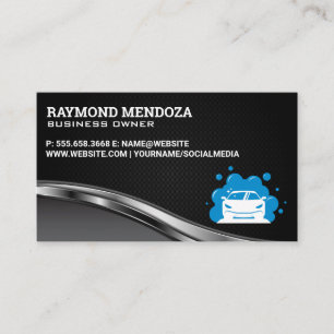 Auto Car Cleaning Service Soap Bubbles Business Card