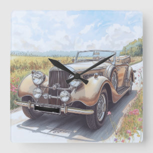 AUTO CAR DESIGN SQUARE WALL CLOCK