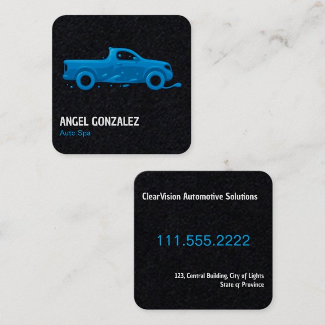 Auto Car Detailing Premium Square Business Card (Front/Back)