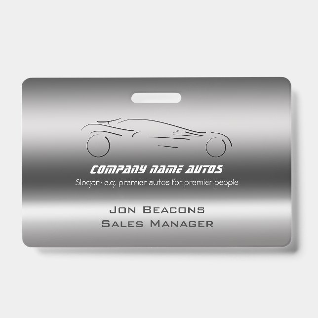 Auto Car on Brushed Steel - Sportscar template ID Badge (Front)