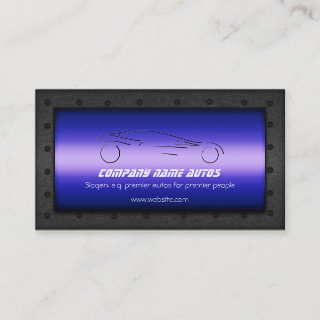 Auto Car on Royal Blue - Sportscar template Business Card (Front)