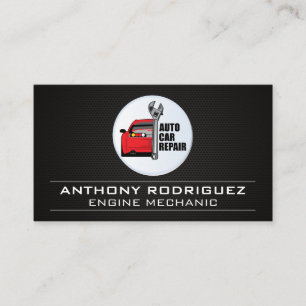 Auto Car Repair Logo   Carbon Fibre Business Card