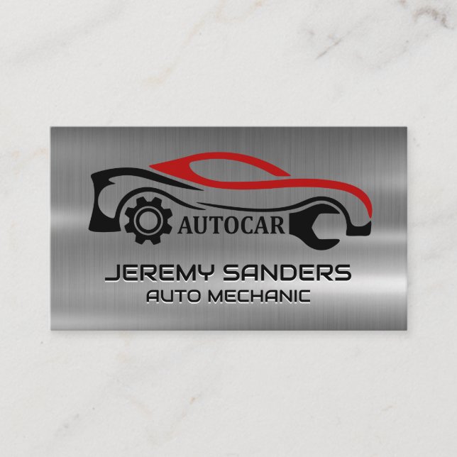 Auto Car Repair | Mechanic Wrench Business Card (Front)
