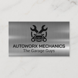 Auto Car Repair Services Icons   Metallic Business Card