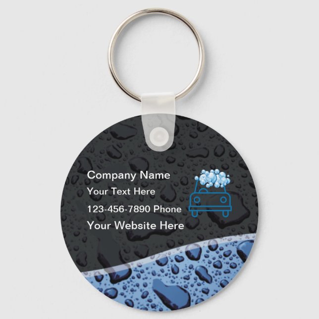 Auto Car Wash Business Promotional Keychains (Back)