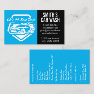 Auto Car Wash   Cleaning Service Business Car Business Card