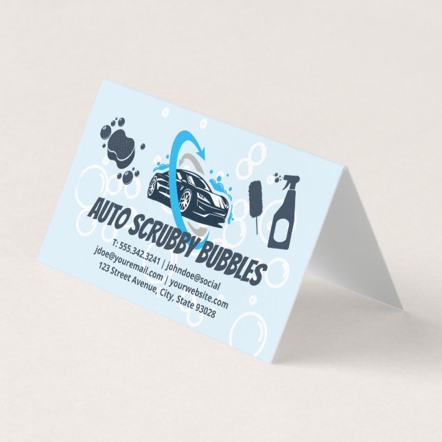 Auto Car Wash | Cleaning Supplies Business Card (Front)