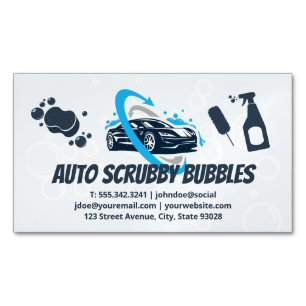 Auto Car Wash   Cleaning Supplies Magnetic Business Card