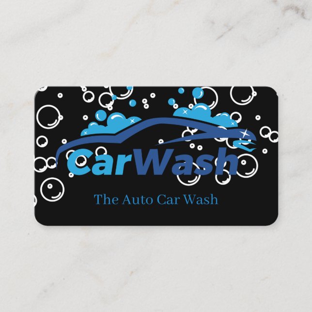 Auto Car Wash | Soap Bubbles | Car Cleaning Business Card (Front)