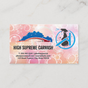 Auto Car Wash   Spray   Soap Bubbles Business Card