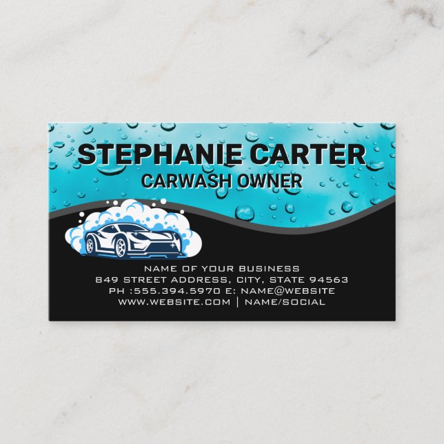 Auto Car Wash Water Beads  Business Card (Front)