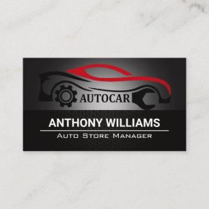 Auto Car Wrench Logo   Metallic Carbon Fibre  Business Card
