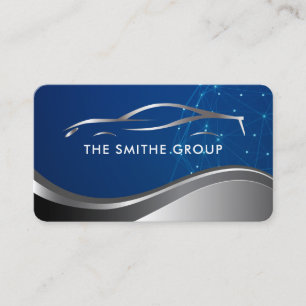 Auto Care Services Sports Car Metallic Logo Business Card