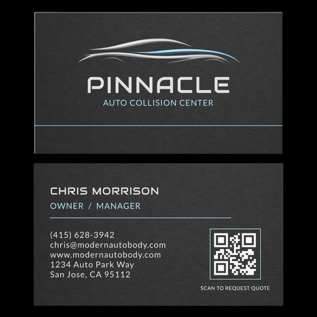 Auto Collision Center QR Code Professional Business Card (Creator Uploaded)