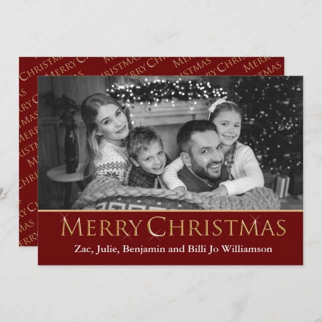 Auto Converted Photo to Black & White Christmas Holiday Card (Front/Back)