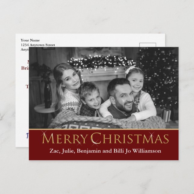 Auto Converted Photo to Black & White Christmas Postcard (Front/Back)