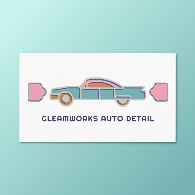 Auto Detail Car Wash Valeting Retro Cool Business Card (Retro cool auto detail business card)