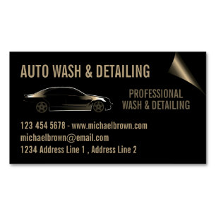 Auto Detail Cleaning Wash gold Magnetic Business Card