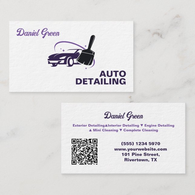Auto Detailer Custom QR Premium Business Card (Front/Back)