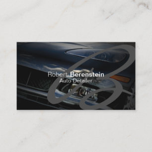 Auto Detailer Monogram Black Car Automotive Business Card