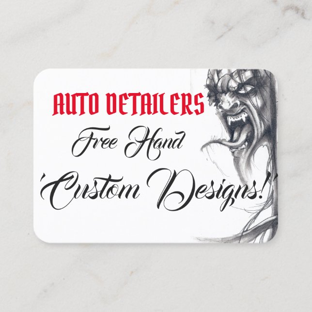 Auto Detailers Red,Black,White,Black& Grey Demon Business Card (Front)