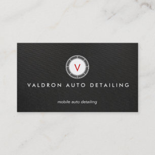 Auto Detailing and Repair Monogram Black Business Card