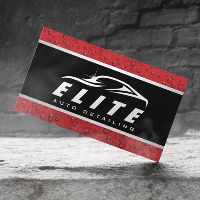 Auto Detailing Auto Spa Black & Red Car Washing Business Card (Creator Uploaded)
