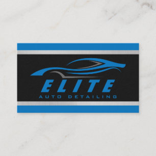 Auto Detailing Auto Spa Modern Black Blue Car   Business Card