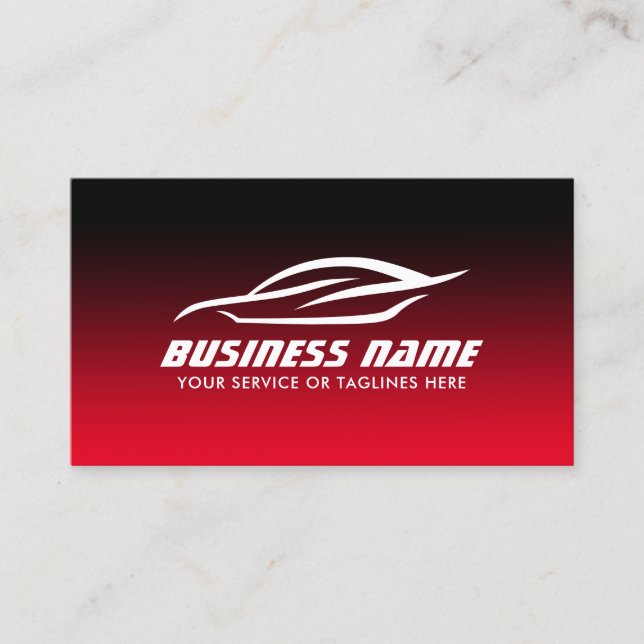 Auto Detailing Automotive Black & Red Car Repair Business Card (Front)
