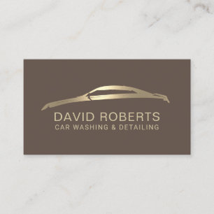 Auto Detailing Automotive Car Repair Brown & Gold Business Card