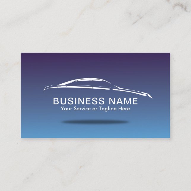 Auto Detailing Automotive Car Repair Elegant Blue Business Card (Front)