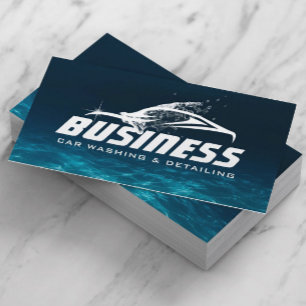 Auto Detailing Automotive Car Wash Deep Blue Business Card