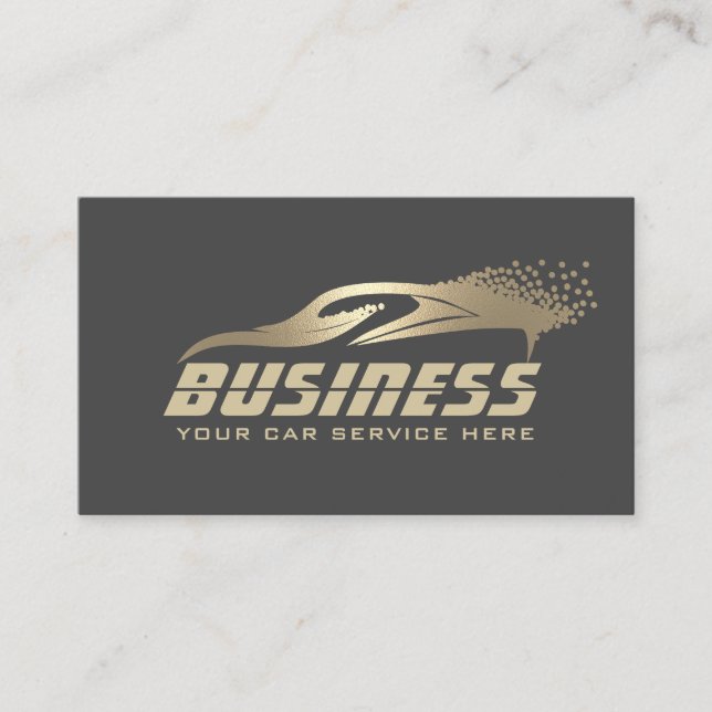 Auto Detailing Automotive Car Wash Gold & Grey Business Card (Front)