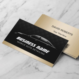 Auto Detailing Automotive Modern Black & Gold Car Business Card
