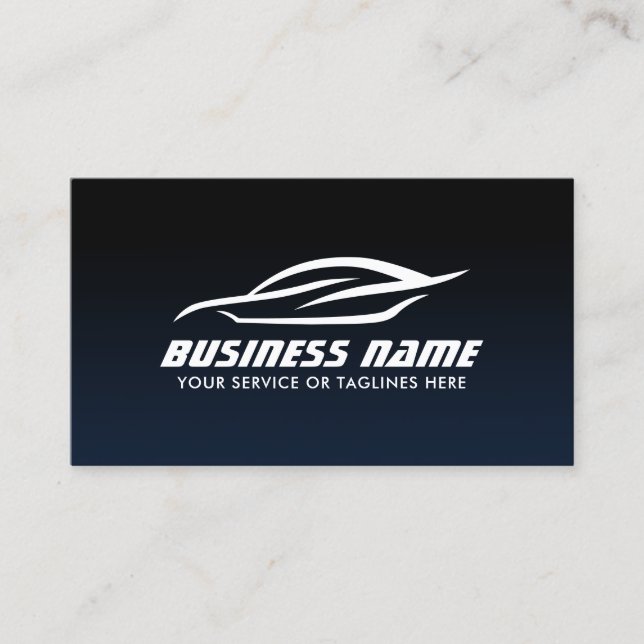 Auto Detailing Automotive Navy Blue Car Repair Business Card (Front)