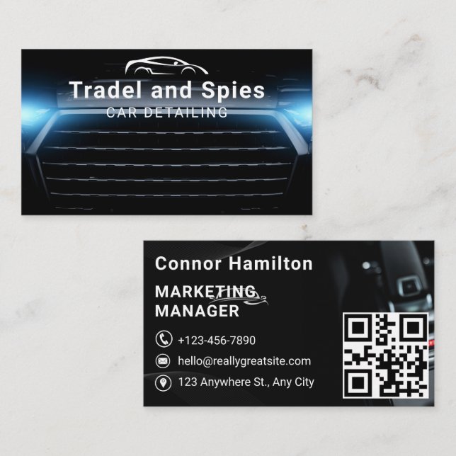 Auto Detailing Car Automotive Professional QR Code Business Card (Front/Back)
